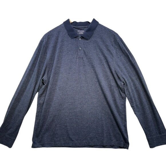 Untuckit Mens Striped Henley Polo Shirt XXL Two Tone BluebLong Sleeve Made In Pe - Picture 1 of 11